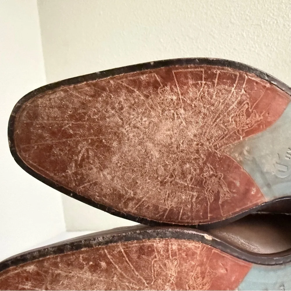 John Fluevog City Angels Damascus Classic Brogued Oxfords Grey Croc Womens US 10